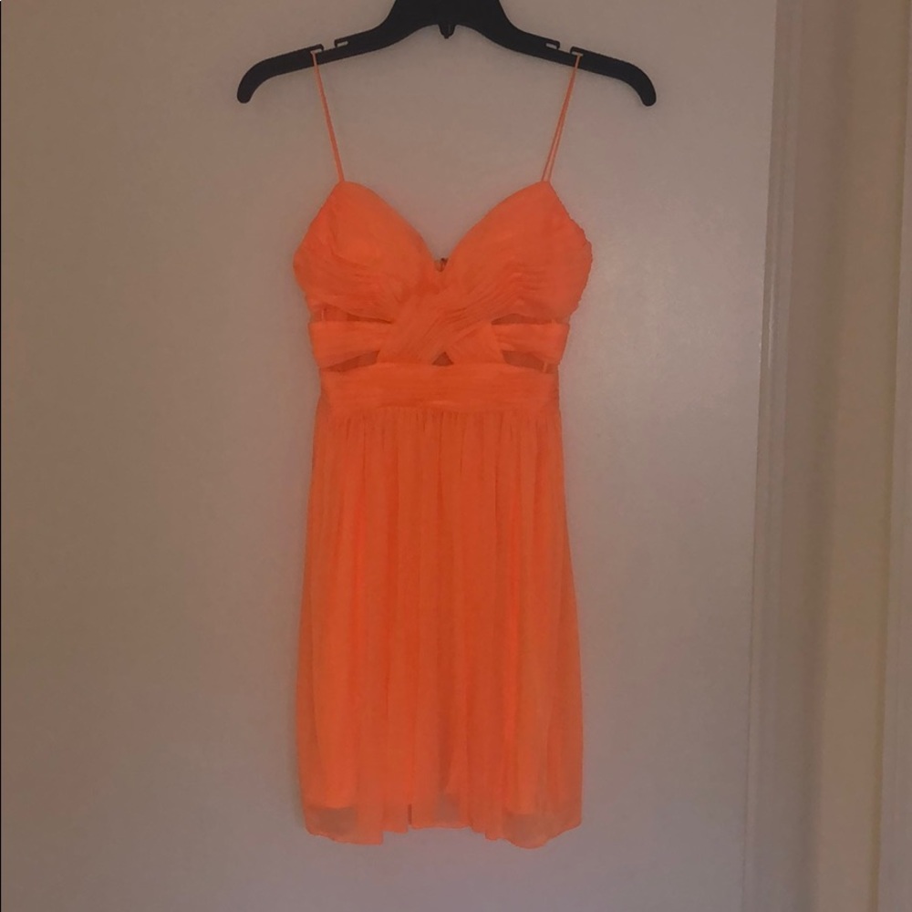 Short bright neon orange dress size 3-4.